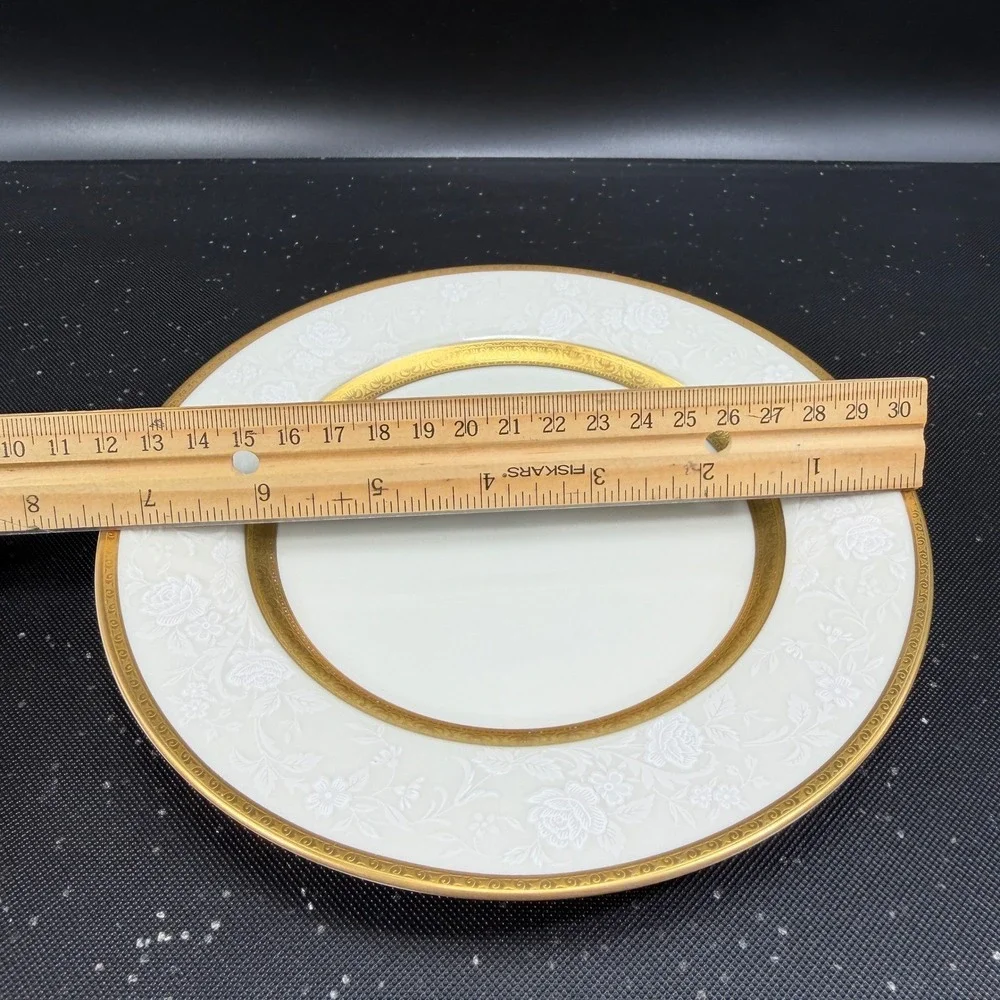Mikasa Antique Lace Dishes Plates‎ Gold Trim Fine China Japan Set of 4 VTG 7.5